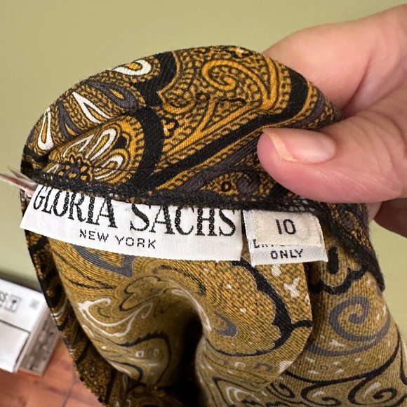 Gloria Sachs Baroque Maxi Skirt‎ Sz 10 Small Black and Gold Pleated Maximalist - Picture 11 of 13